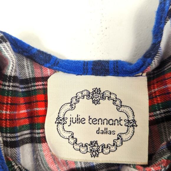 Vintage Julie Tennant Dress Girls Size 4 Flannel Red Plaid - Picture 4 of 5